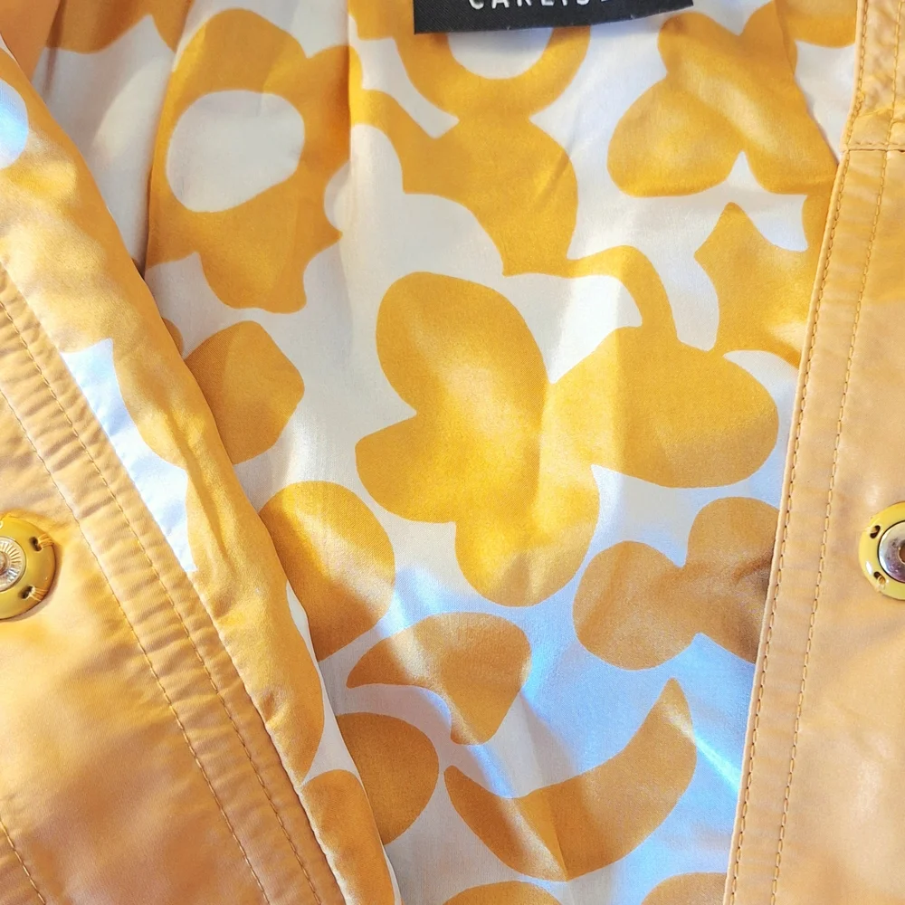 NWOT Carlisle Womens Puffed Sleeve Shimmering Mustard Ocre Yellow Jacket  Sz 14 - Picture 4 of 4